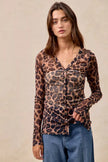 BiBi Leopard Printed Mesh Long Sleeve Top  Style Ratio