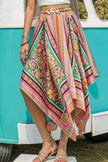 Printed High Waist Handkerchief Hem Skirt  Style Ratio