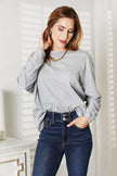 Double Take Seam Detail Round Neck Long Sleeve Top  Style Ratio