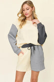 Double Take Full Size Contrast Drop Shoulder Top and Shorts Set  Style Ratio