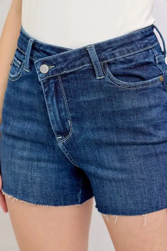 Judy Blue High Waist Criss-Cross Waistband Denim Shorts  Style Ratio