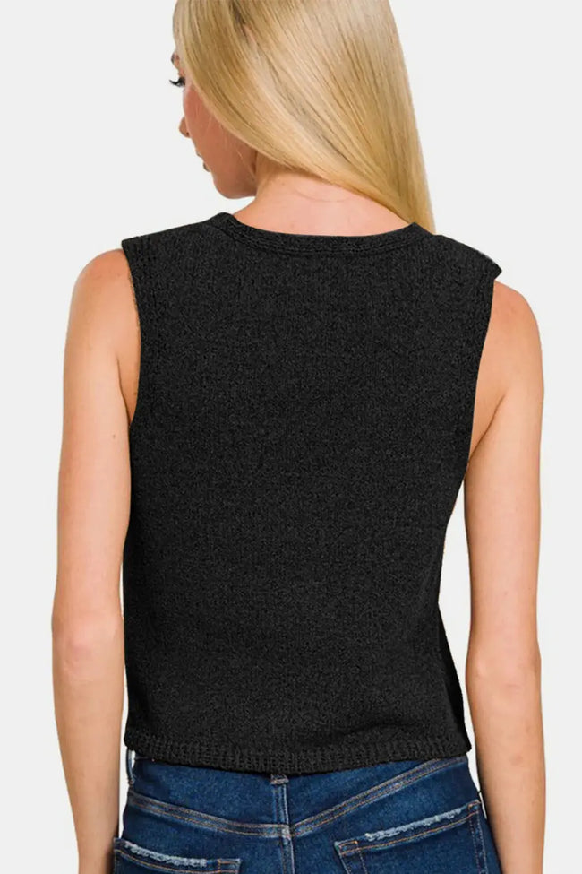 Zenana Hook and Eye Closure V-Neck Sweater Vest  Style Ratio