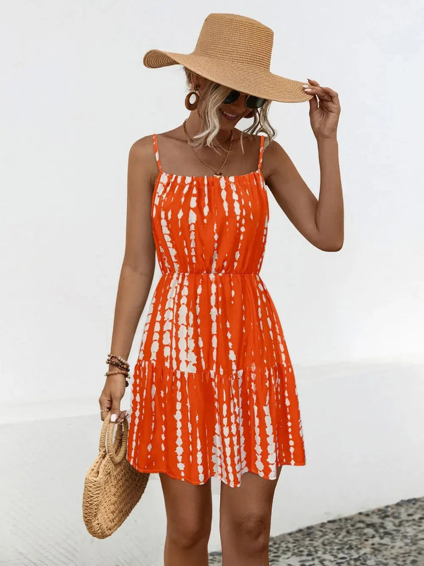Ruffle Hem Printed Mini Cami Dress  Style Ratio