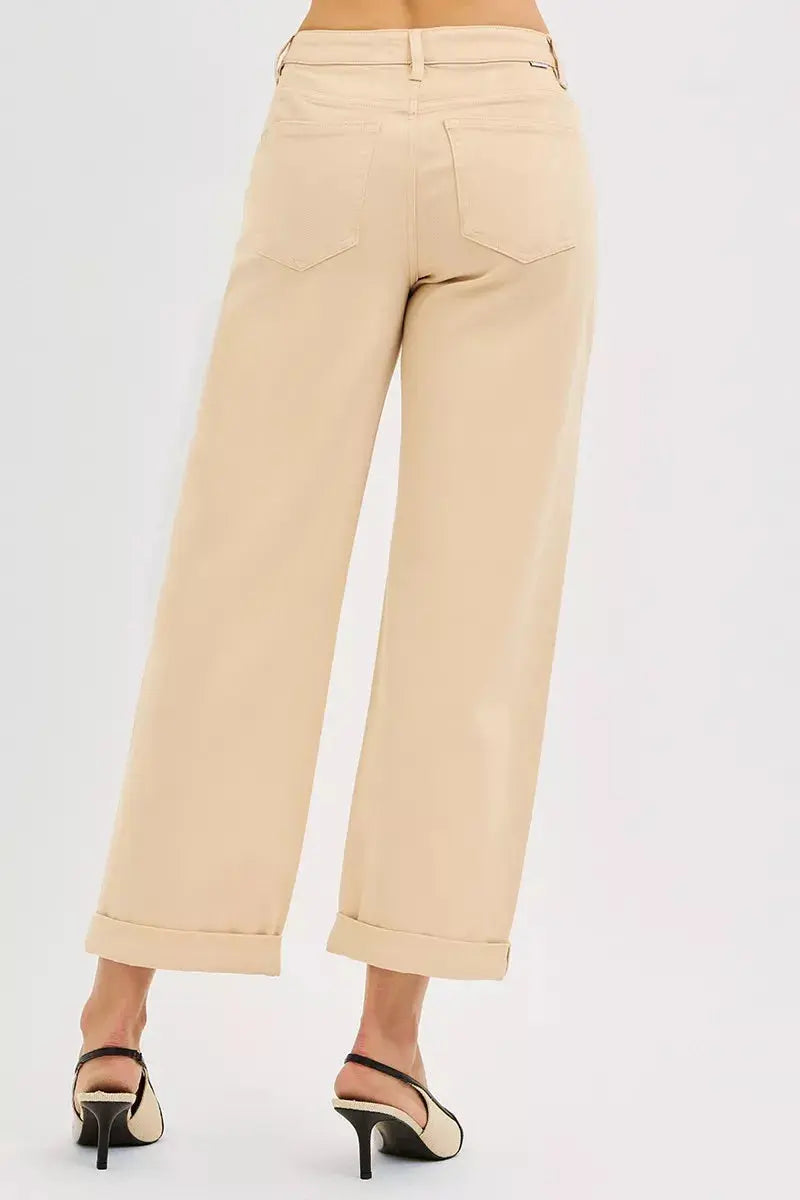 RISEN Tummy Control Mid Rise Ankle Barrel Relaxed Baggy  Style Ratio