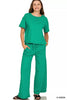 Zenana Cotton Slub Short Sleeve Tee and Pants Set  Style Ratio