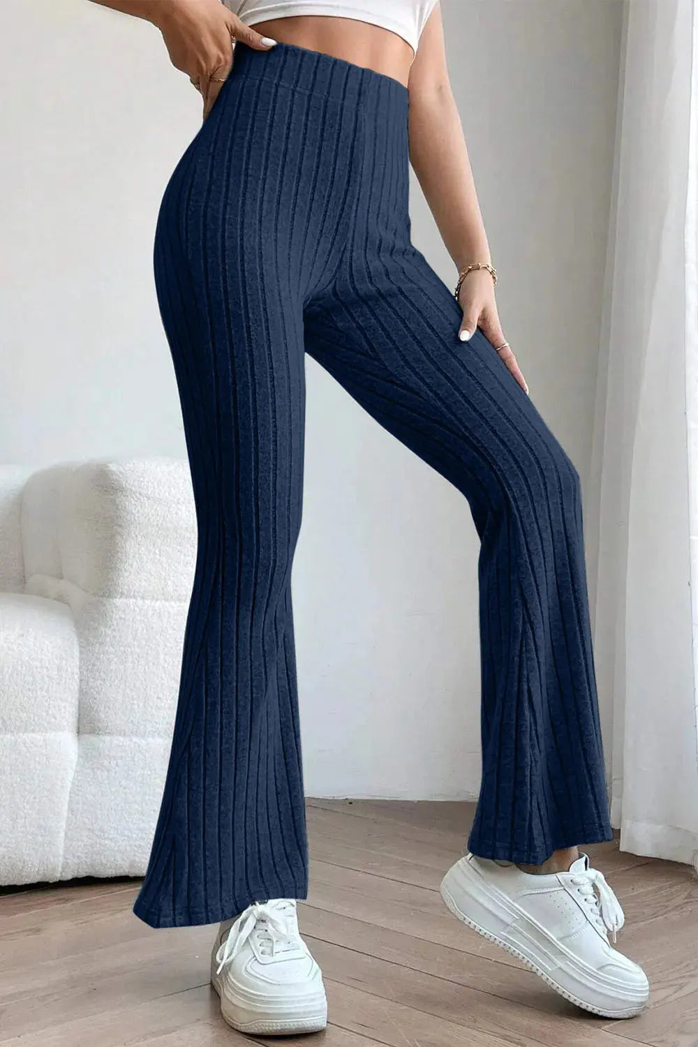 Basic Bae Full Size Ribbed High Waist Flare Pants  Style Ratio
