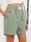 Gingham Elastic Waist Casual Shorts  Style Ratio