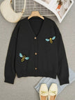 Bee Embroidered Button-Down Cardigan  Style Ratio