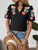 Floral Puff Sleeve Notched Blouse  Style Ratio