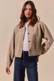 SO ME Cotton Twill Cropped Barn Jacket wtih Collar  Style Ratio