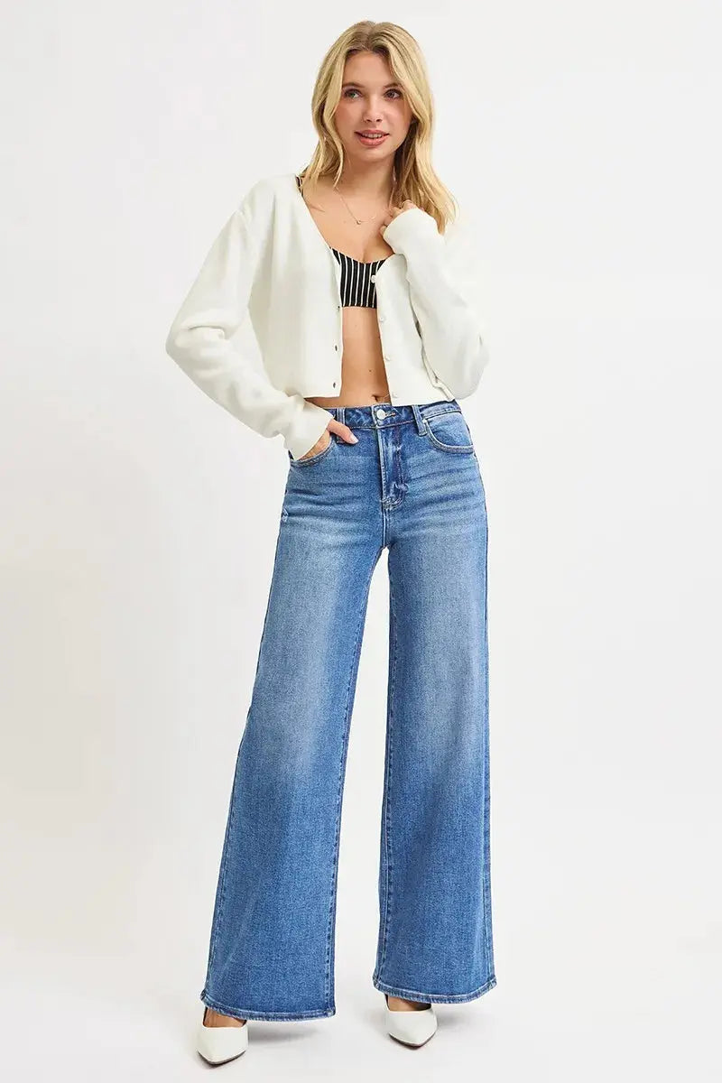 RISEN Full Size High Rise Wide Leg Jeans  Style Ratio