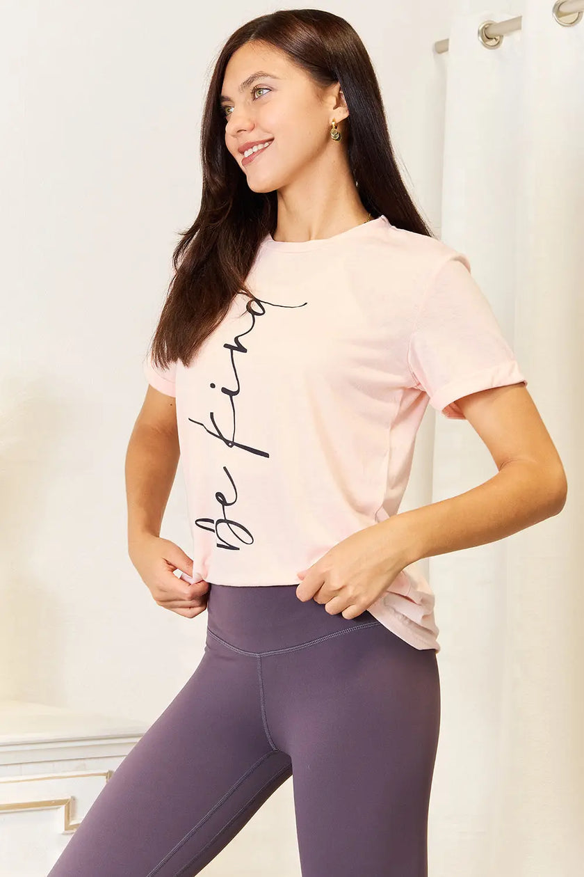 Simply Love BE KIND Graphic Round Neck Short Sleeve Shirt  Style Ratio