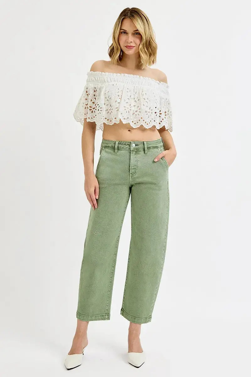 RISEN Tummy Control High Rise Crop Barrel Jeans  Style Ratio