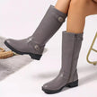 Round Toe Block Heels Boots  Style Ratio