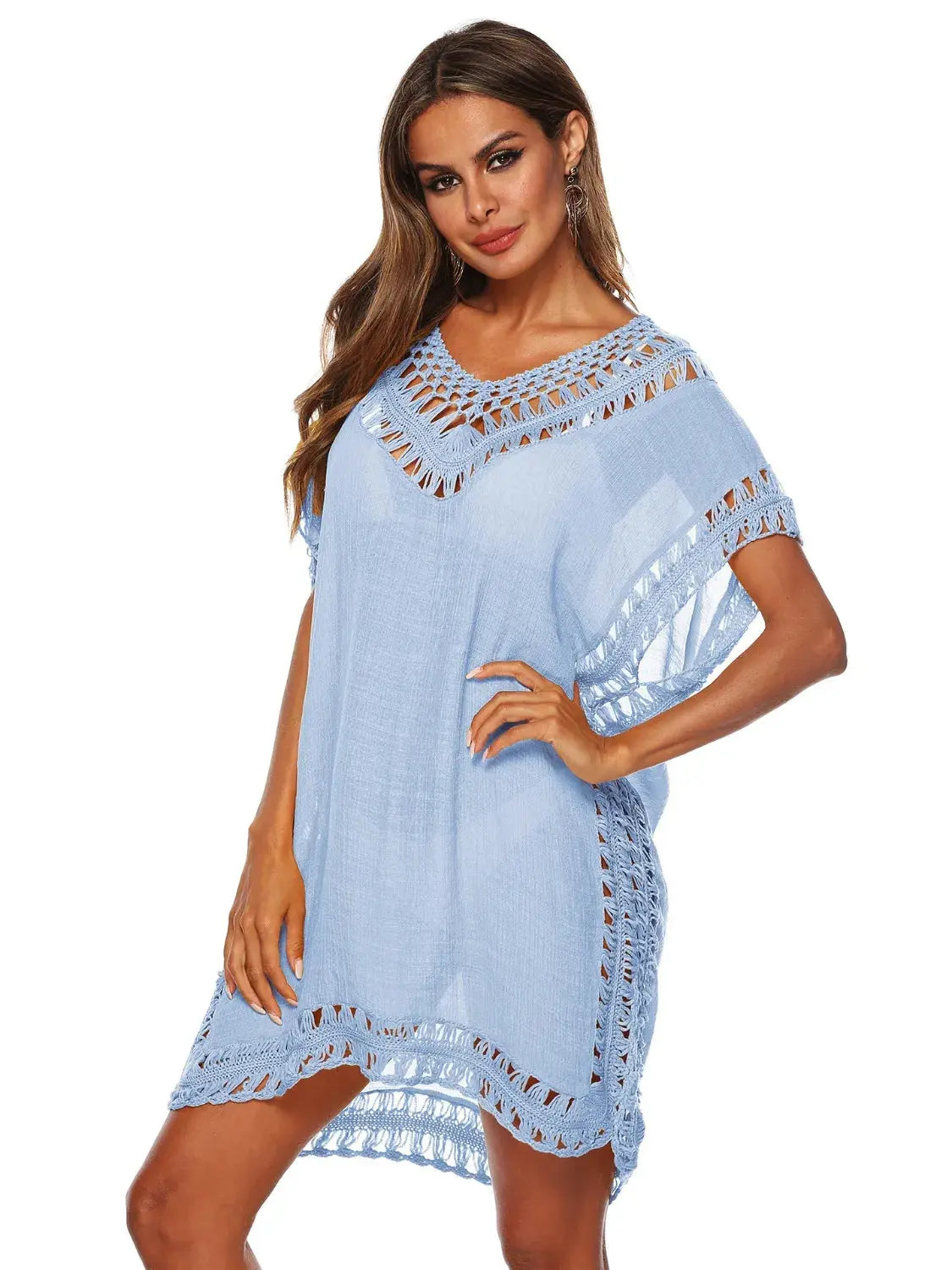 Bohemian Crochet Trim Beach Cover Up  Style Ratio