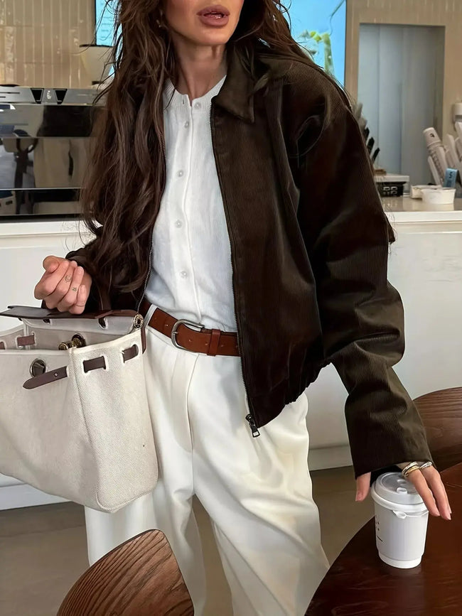 Vintage Corduroy Zip Up Relaxed Fit Jacket  Style Ratio