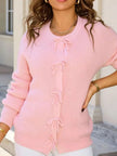 Ribbed Knit Bow Tie Cardigan  Style Ratio