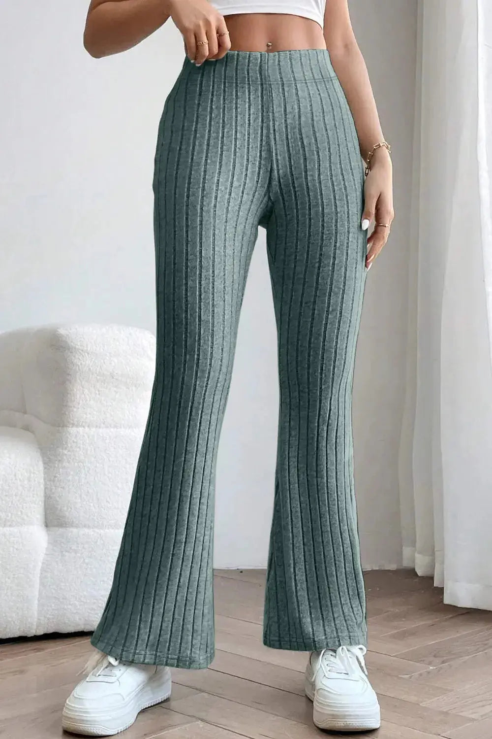 Basic Bae Full Size Ribbed High Waist Flare Pants  Style Ratio