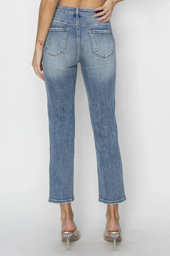 RISEN Full Size High Waist Distressed Cropped Jeans  Style Ratio