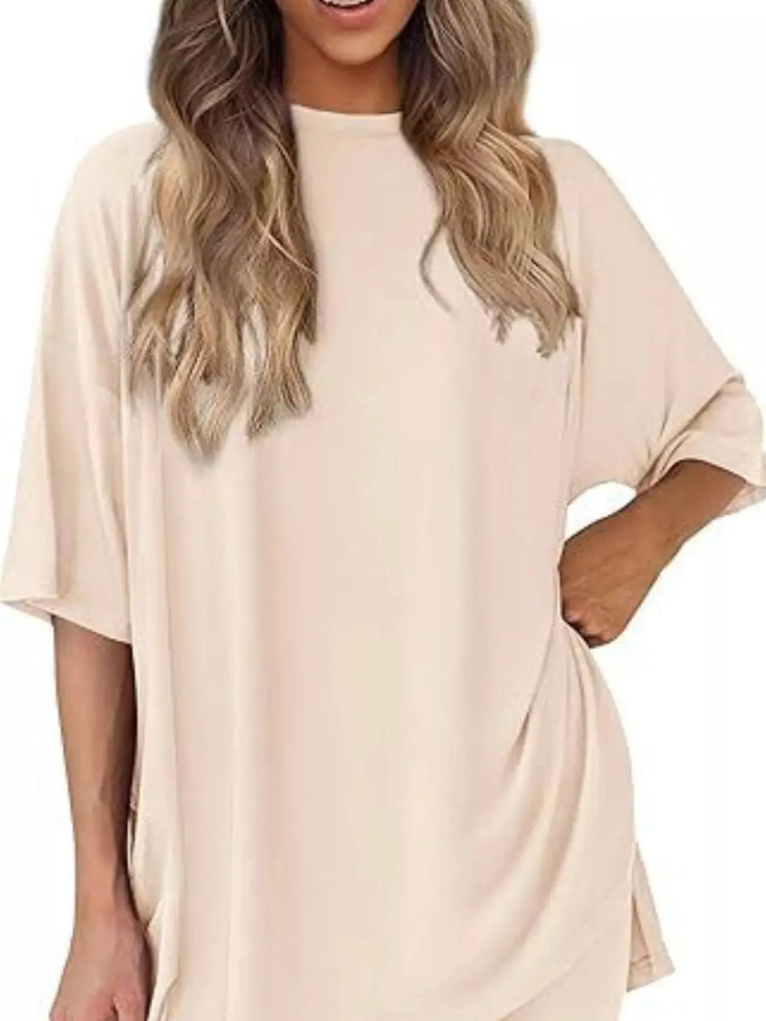 Full Size Relaxed Fit Top and Shorts Two-Piece Set  Style Ratio