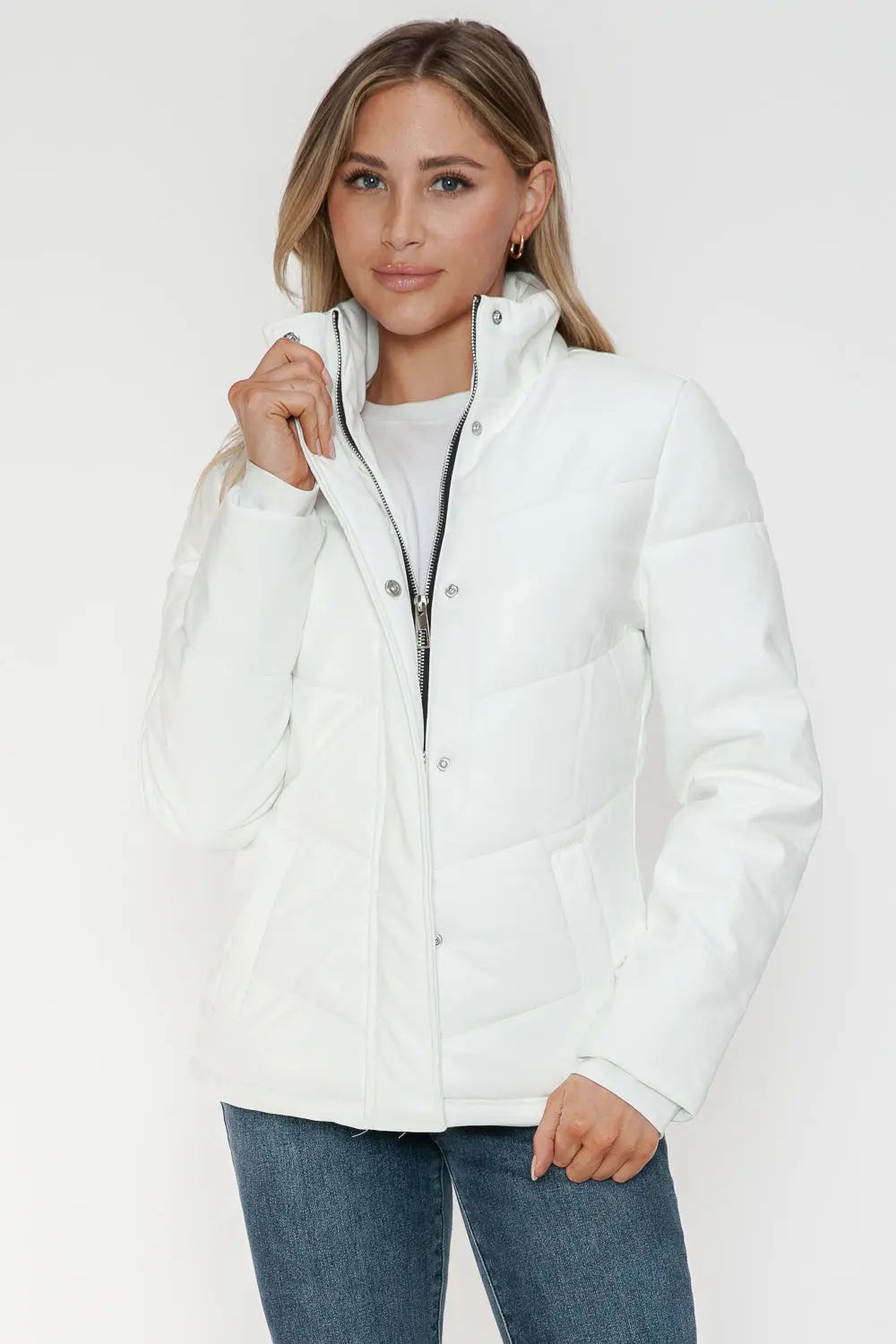 Snobbish Pocketed Zip Up Puffer Jacket Trendsi