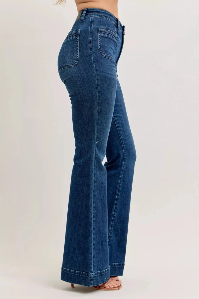Judy Blue High-Waisted Flare Jeans with Front Pockets  Style Ratio