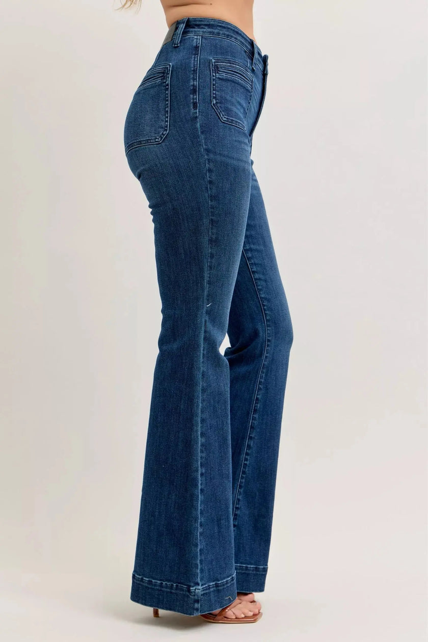 Judy Blue High-Waisted Flare Jeans with Front Pockets  Style Ratio