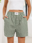 Gingham Elastic Waist Casual Shorts  Style Ratio