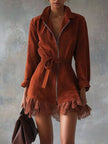 Lace-Trim Zip Front Dress  Style Ratio