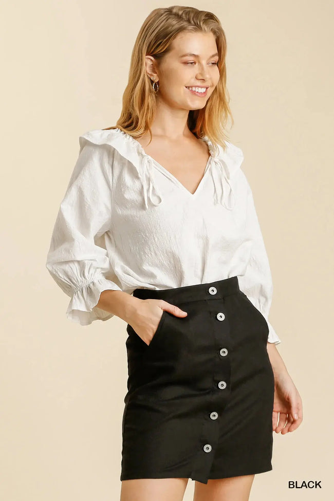 Umgee Linen Blend Button Down Skirt with Pockets  Style Ratio