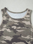 Camouflage Print Ribbed Knit Round Neck Tank Top  Style Ratio