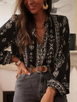 Vintage Print Long Sleeve Shirt  Style Ratio