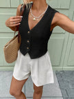 Textured Button-Front Vest  Style Ratio