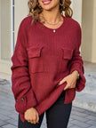Pocket Detail Round Neck Sweater  Style Ratio