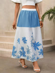 Floral Print Color Block Skirt  Style Ratio