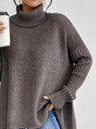 Turtleneck High-Low Hem Sweater  Style Ratio