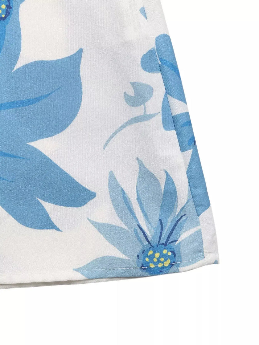Floral Print Color Block Skirt  Style Ratio