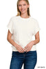 Zenana Round Neck Banded Botton Short Sleeve Sweater  Style Ratio