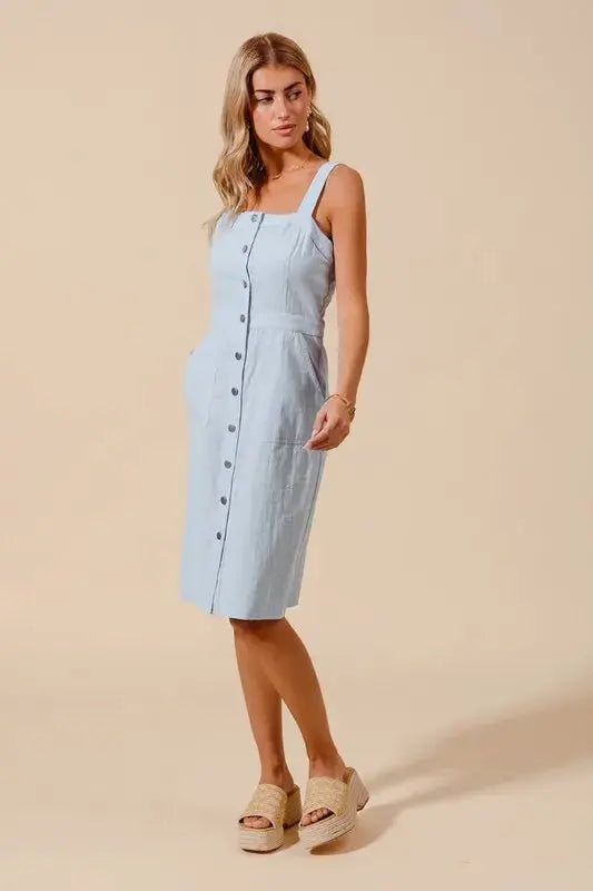 So Me Button Down Pocket Front Pinafore Dress  Style Ratio