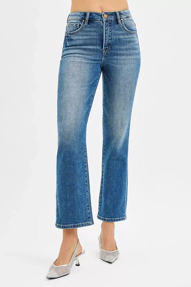 RISEN Tummy Control High Rise Crop Straight Jeans  Style Ratio