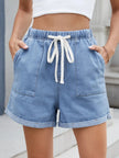 Drawstring Wash Denim Shorts  Style Ratio