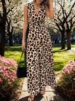 Sleeveless V Neck Leopard Print Jumpsuit  Style Ratio