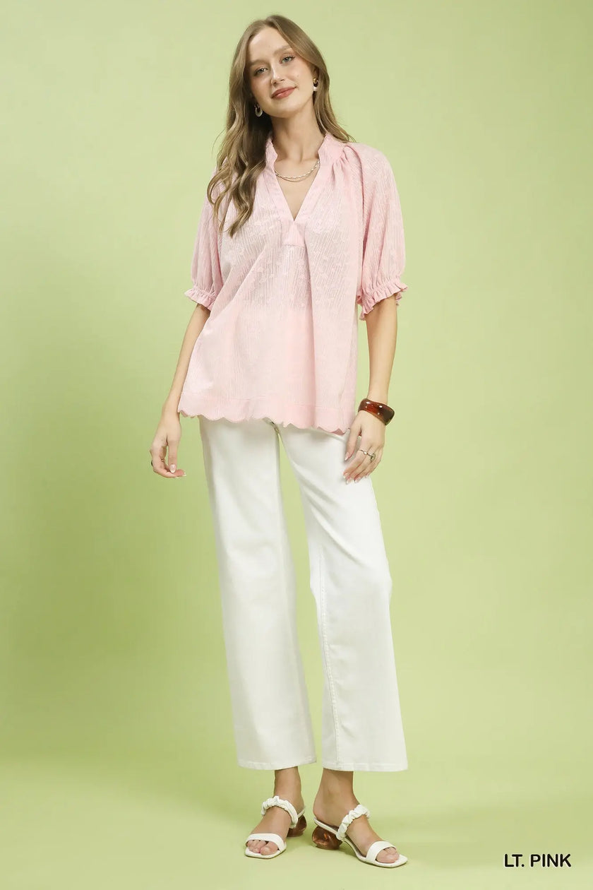 Umgee Textured Pintuck Blouse  Style Ratio