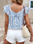 Floral Print Ruffle Trim Blouse  Style Ratio
