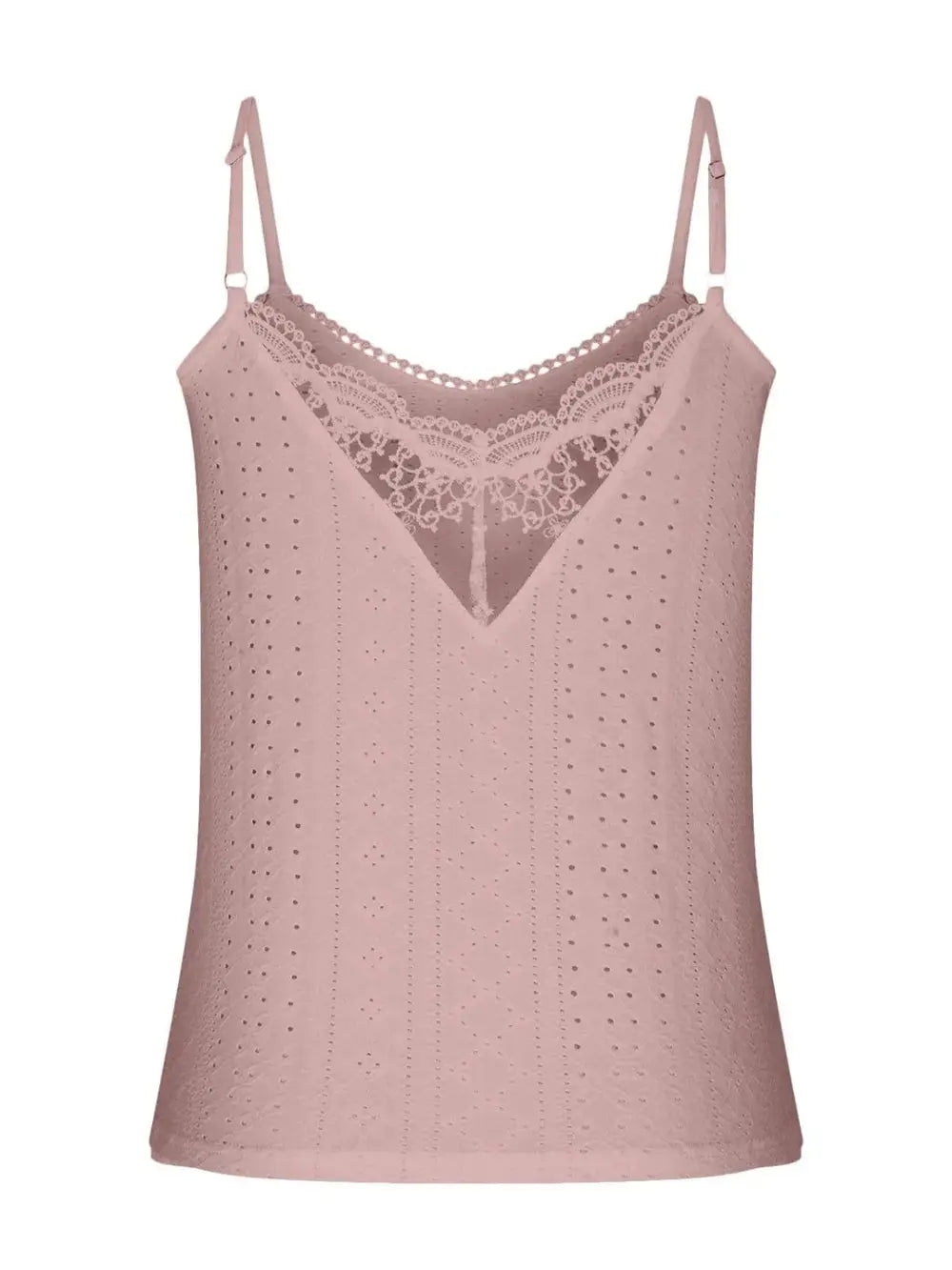 Eyelet Lace Detail V-Neck Cami  Style Ratio