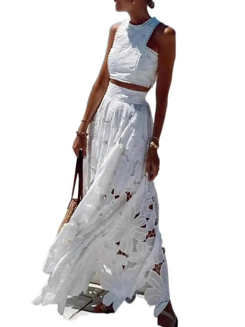 Floral Lace Tank and Skirt Set  Style Ratio