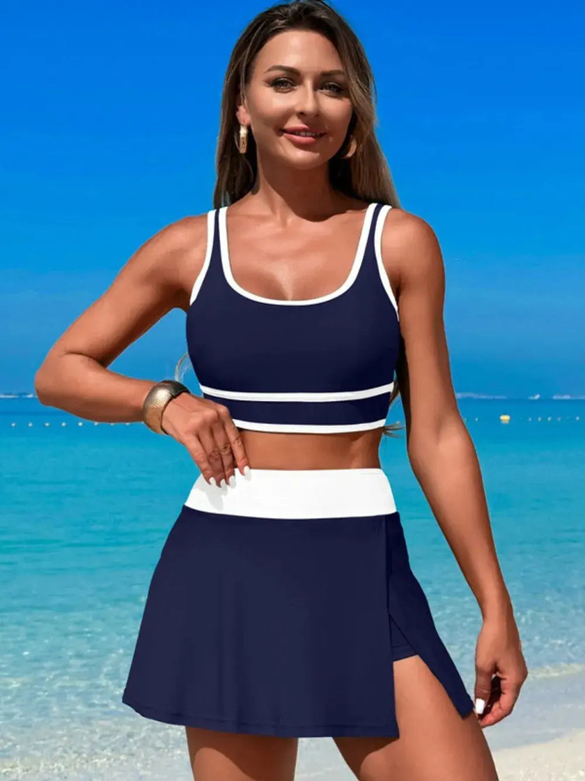 Scoop Neck Top and Skort Swim Set  Style Ratio
