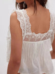 Lace-Trimmed Eyelet Square Neck Top  Style Ratio