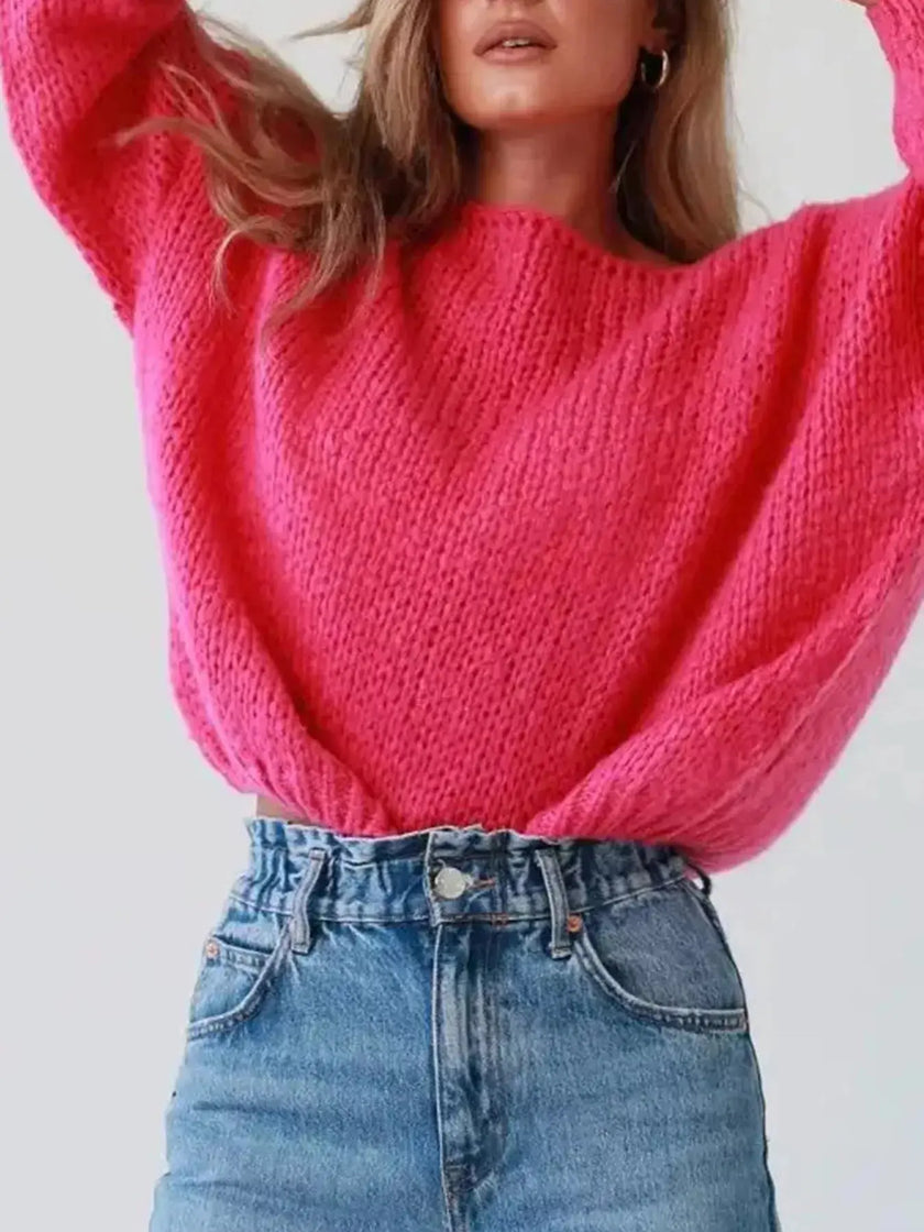 Chunky Knit Boat Neck Sweater  Style Ratio