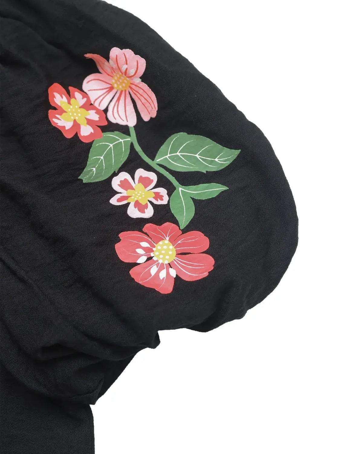 Floral Puff Sleeve Notched Blouse  Style Ratio